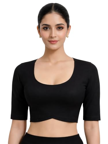 Thevasa Women's Halo Curve Blouse (Black, 42)