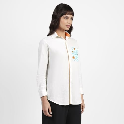 Skechers Women Oversized Printed Shirt White Top