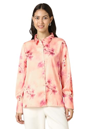 Women Pink Print Long Sleeves Shirt