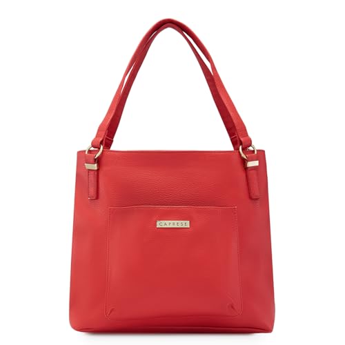 Caprese Andrea Tote Bag, Medium-Coral | Stylish Handbag for Women | Spacious, Versatile Office & Daily Essentials Tote | Top Zip Closure