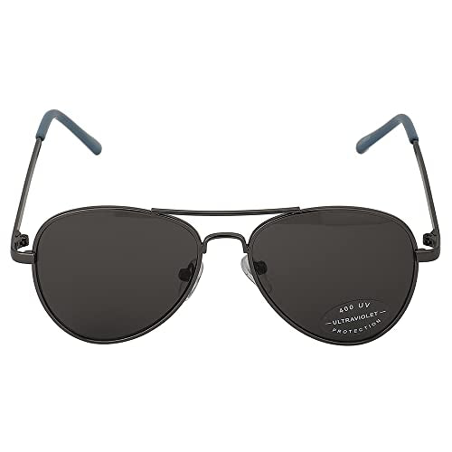Carlton London Boy's Black Lens & Gunmetal-Toned Aviator Sunglasses with UV Protected Lens