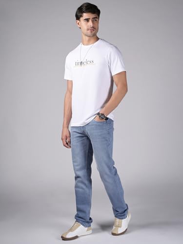 LOUIS STITCH Men’s Solid Light Blue Mid Rise Raw Wash Regular Fit Jeans (LSJNS-CF-BU04-32)