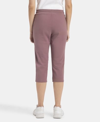 Jockey 1300 Women's Super Combed Cotton Elastane Stretch Slim Fit Capri with Side Pockets_Burnt Rose_S