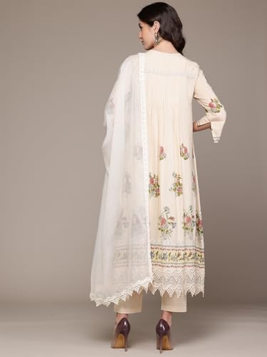 Ecru Multi Chintz Kurta With Palazzo And Dupatta