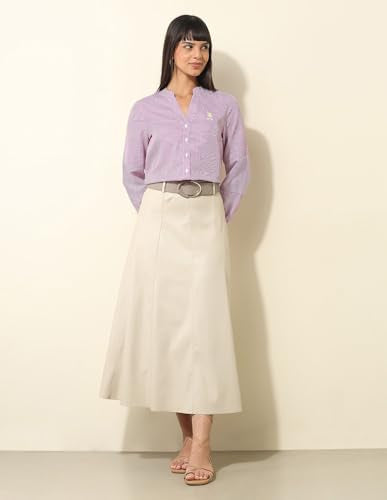 U.S. POLO ASSN. Vertical Striped Shirt (UWSS25SHT212_Purple_L)