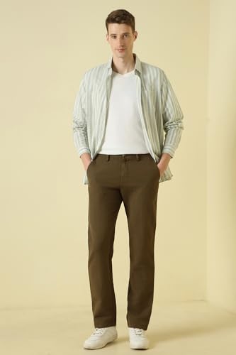 Men Brown Solid Casual Trousers