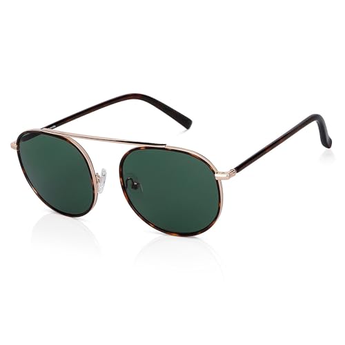 John Jacobs | Gold Green Round | UV Protected Sunglasses | For Men & Women | Size - Medium | JJ S13870