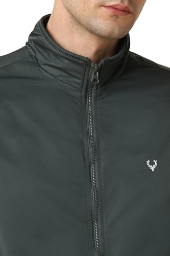 Men Green Solid Full Sleeves Casual Jacket
