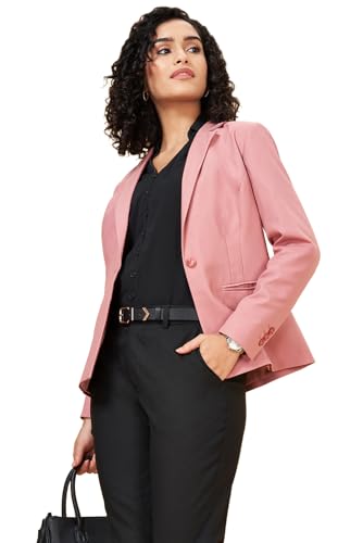 Annabelle by Pantaloons Women's Classic Blazer (110154665008_Dusty Rose