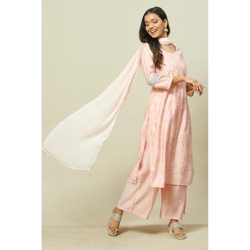 Rangriti Women's Cotton Blend Kurta Set (RSKASRTD18004SS23LPNK_Light Pink