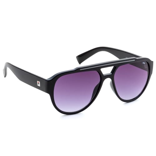 FILA sunglasses| 100% UV protected | Gradient | Full Rim | Pilot | Men | Large | Shiny Black-Shiny Dark Gun Acetate Frame | Smoke Gradient Lens