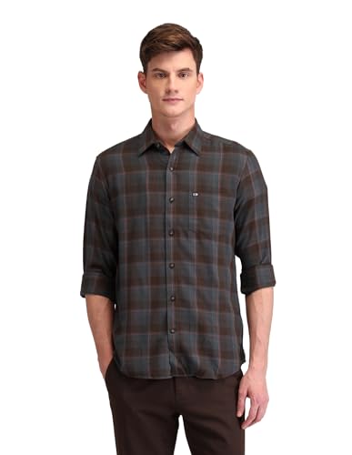 Arrow Sports Men's Slim Fit Shirt (ASAISH1588_Brown