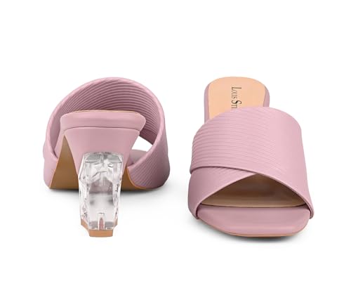 LOUIS STITCH Women’s Nude Pink Block Heel Sandals | Comfortable Sandal for Ladies | LSOF-LDBH-TXMUNU | UK-4