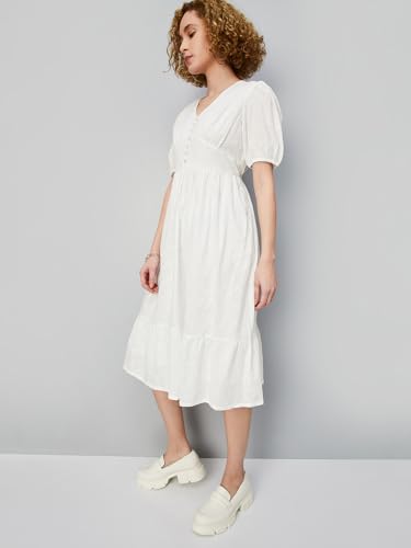 Max Women Schifilli Midi Dress, Off White, L