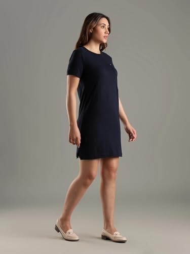 Tommy Hilfiger Cotton Crew Neck T-Shirt Dress Navy