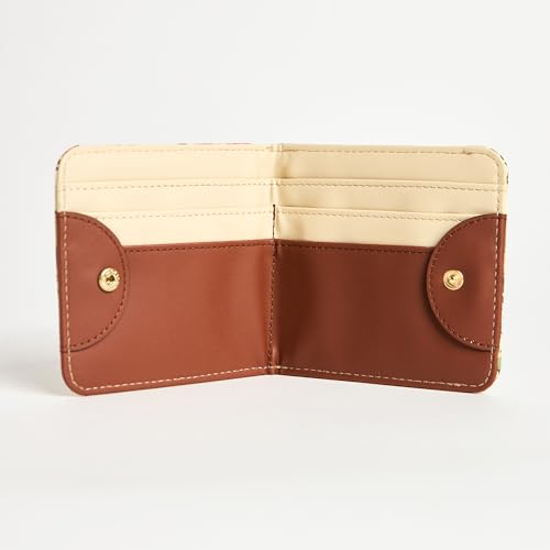 Chumbak Women’s Wallet – Olive Palm Collection, Vegan Leather Square Wallet with Secure Button Lock, Card Holder & Currency Slots – Brown Ladies Purse