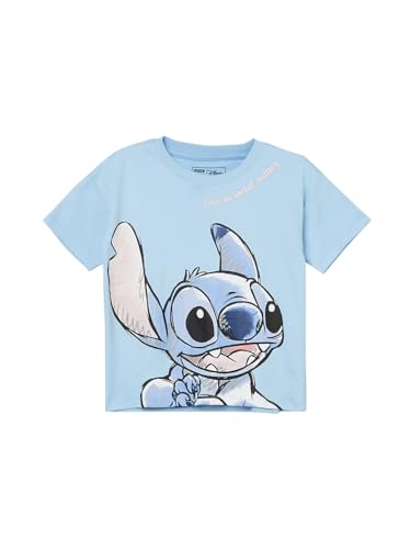 Max Girls Stitch Print T-Shirt(Blue_9-10 Y)