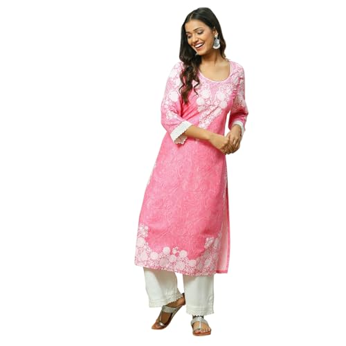 Rangriti Women Viscose Printed Kurta(RMMMARBLEL18147_Pink_M)