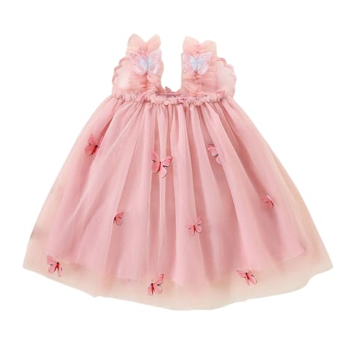 Hopscotch Girls Sequin Butterfly Ruffle Strap Dress in Peach Color for Age (9-12 Months)