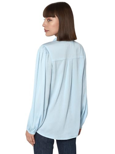 VERO MODA Women Solid Polyester Regular Fit Blue Shirt