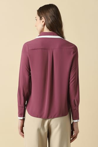Women Maroon Solid Long Sleeves Shirt