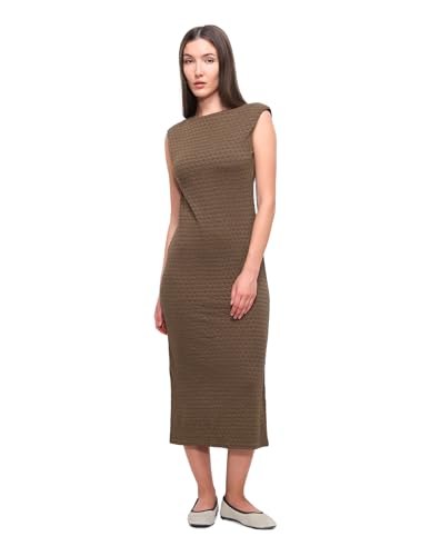 U.S. Polo Assn. Women Women's Textured Fitted Midi Sheath Dress (UWSS26DRS237_Brown_L)