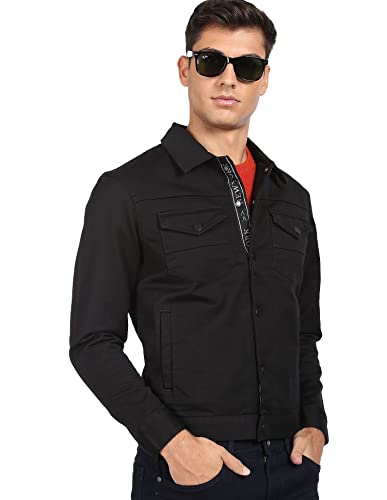 Arrow Men's Polyester Regular Jacket (ANAEJK4614_Olive_Medium)
