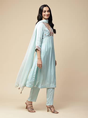 Aarke Ritu Kumar Blue Embroidered Kurta With Pant And Dupatta