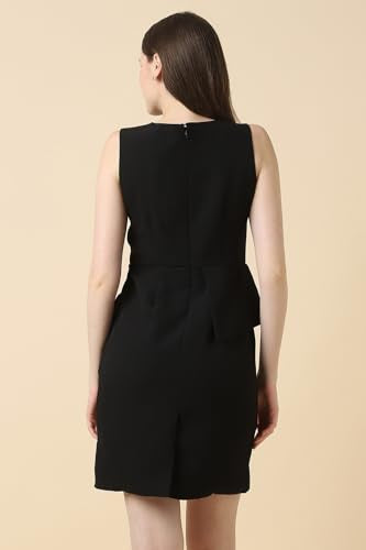 Allen Solly Women's Polyester Modern Mid-Thigh Length Dress (AHDRERGF440658_Black