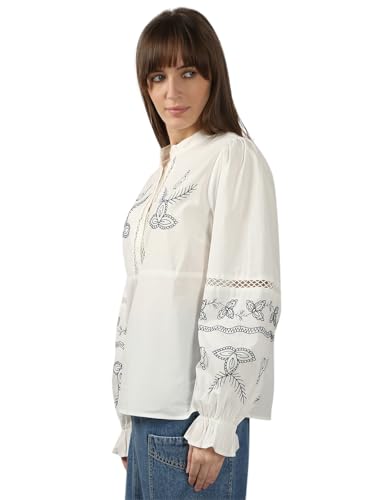 VERO MODA Women's Cotton Regular Fit White Top