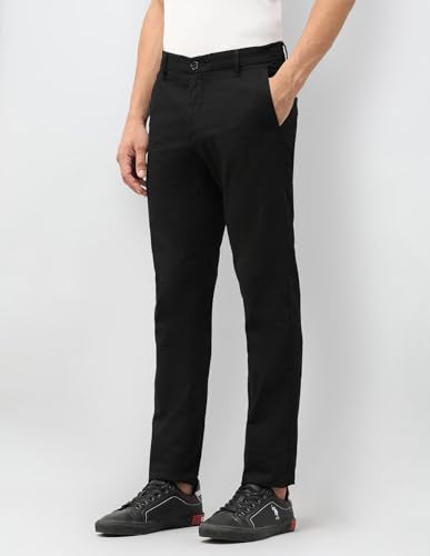 U.S.Polo Association Men's Textured Denver Slim Fit Trousers (USTRO012D_Black_30)