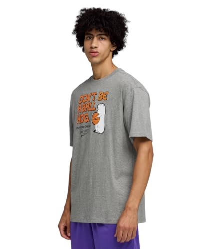 PUMA | Junior Varsity II Men's Relaxed Basketball Tee | Medium Gray Heather | XS