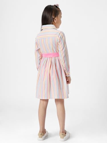 nauti nati Cotton Nautinati Girls' Round Neck Striped Casual Dress Knee-Length NN321-528_Multicolor