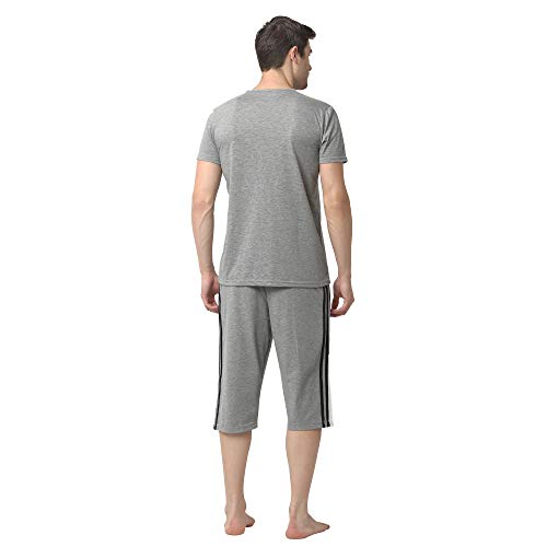 Mack Jonney Cotton Blend Night Suit Co-ord Set for Men with Round Neck Half Sleeve T-Shirt and Capri-T_MLG_C2_MLG_02-XL