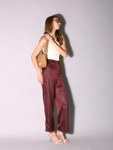 VERO MODA Women Straight Fit Maroon High Rise Pants
