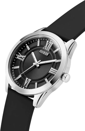 GUESS Men's Analogue Quartz Watch with Silicone Strap GW0894G1, Black, strap