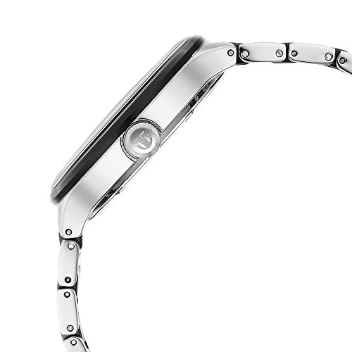 Titan Ceramic Fusion Quartz Multifunction Black Dial Two Toned Silver and Black Stainless Steel Bracelet Watch for Men - NT90148KD01