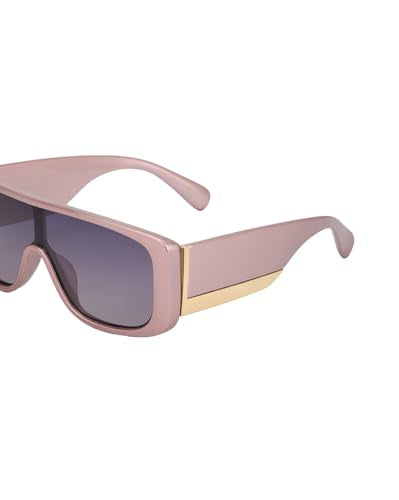 Carlton London Pink and Gold Toned with Blue Polarised Lens Shield Sunglass for women