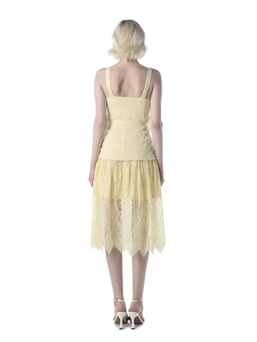 ONLY Women's Polyester Blend A-Line Midi Dress (9021169-Lemon Lemon Meringue