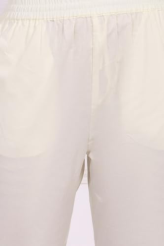 W for Woman White Floral Printed Embroidered Pure Cotton Straight Kurta, Pants and Dupatta Set - (WS12421-401366-XS)