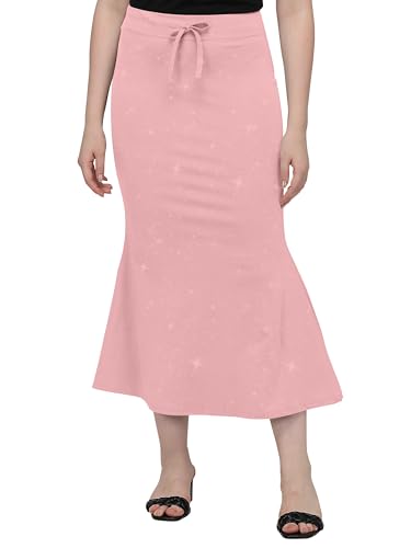 VALLEY Shimmer Stretchable Saree Shapewear Petticoat for Women, Cotton Blended,Petticoat,Skirts for Women,Shape Wear Dress for Saree (Rose Pink, L)