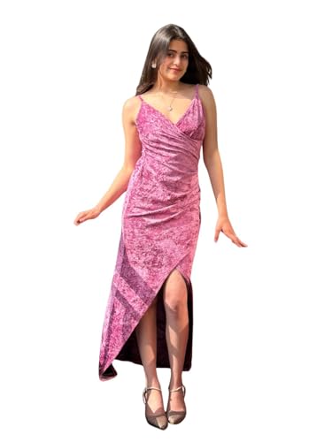 Tandul Women's Velvet Shoulder Straps Purple Dress - Maxi/Full Length Solid Fashion X-Large Size for Office, Casual, Festive & Party (12380)