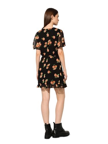 ONLY Women's Graphic Fit and Flare Black Dress