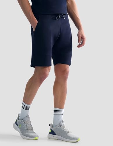 Uspa Active Sports Men's Mid Rise Solid Active Shorts (UASRT0105_Navy_30)