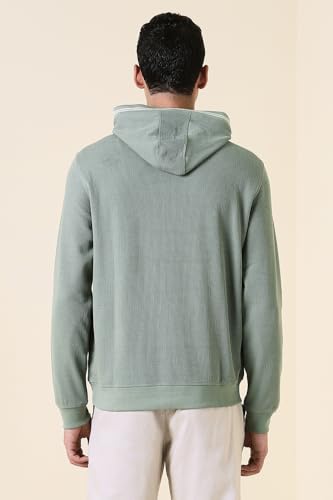 Men Green Hooded Neck Full Sleeves Casual Sweatshirt