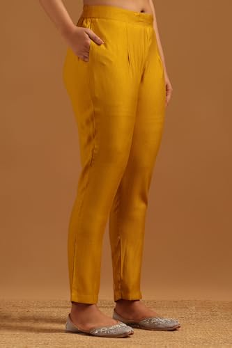Soch Womens Mustard Desert Storm Floral Salwar Suit With Machine Embroidery and Thread Work