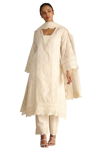 Soch Women's Cotton Blend Salwar Suit Set (OWS5CD21910_Off White