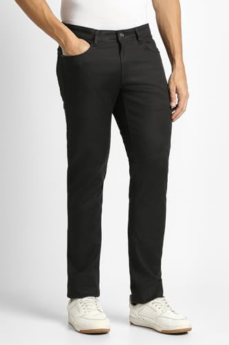 Men Black Solid Trousers