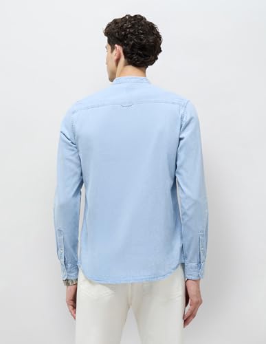 U.S. Polo Assn. Denim Co. Men's Solid Slim Fit Shirt (UDSHT1900_Light Indigo