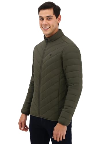 Allen Solly Men's A-Line Coat (ASJKQBOF862573_Olive